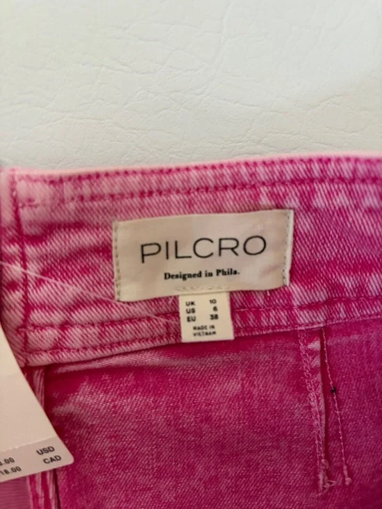 Anthropologie Pilcro Skirt Seamed Flared Mini Skirt Pink Size 6 - Picture 14 of 16